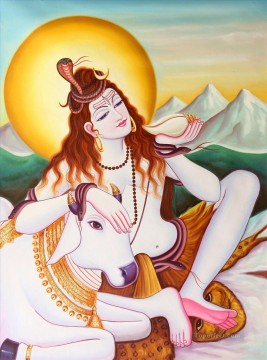 indio Painting - Lord Shiva liberando al mundo de su veneno